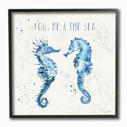 Stupell Industries You Me and the Sea Quote Seahorse Blue Green Watercolor,12&#x22; x 12&#x22;